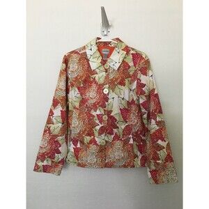 Chico's 1 Size (S) Floral Sequins Cotton Blend Lined Button Jacket